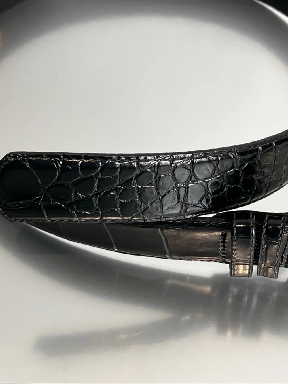 Nordstrom Black Alligator Grain Leather Belt Women’s L 32 Vintage Pristine